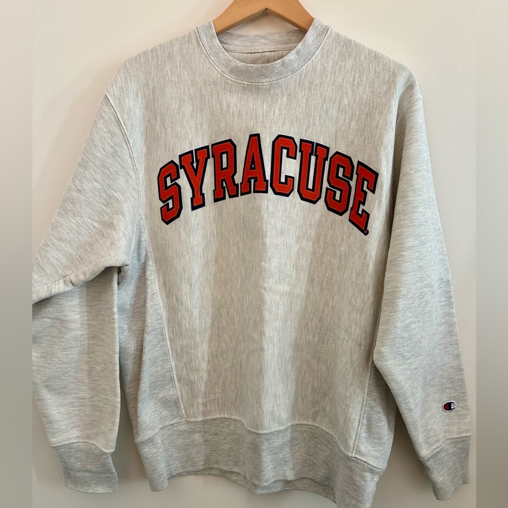 Champion Syracuse Silver Gray Classic Crewneck Sweatshirt